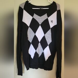 Express Black and Gray V-Neck Sweater